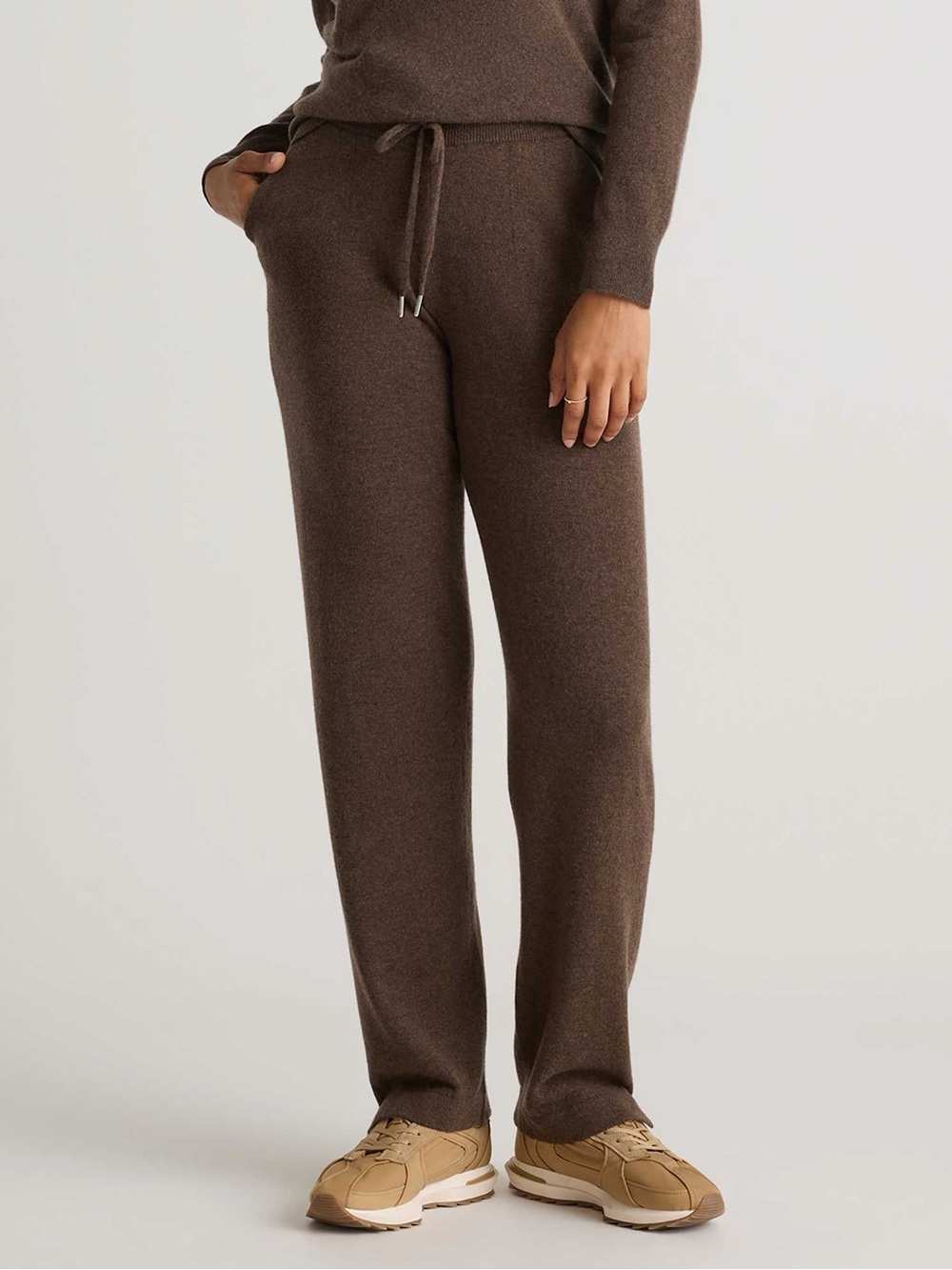 Quince Cashmere wide straight leg weathered Brown Drawstring Pants size M